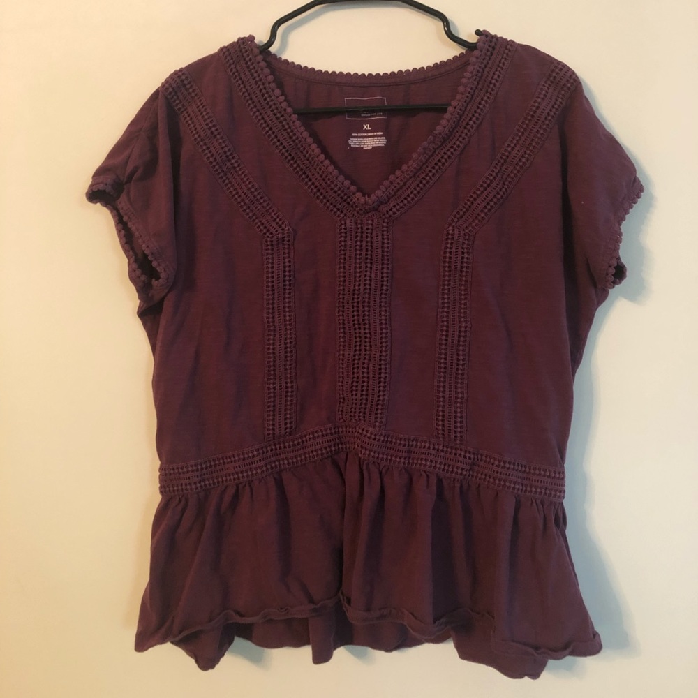 Sonoma Burgundy Knit Ruffle Top